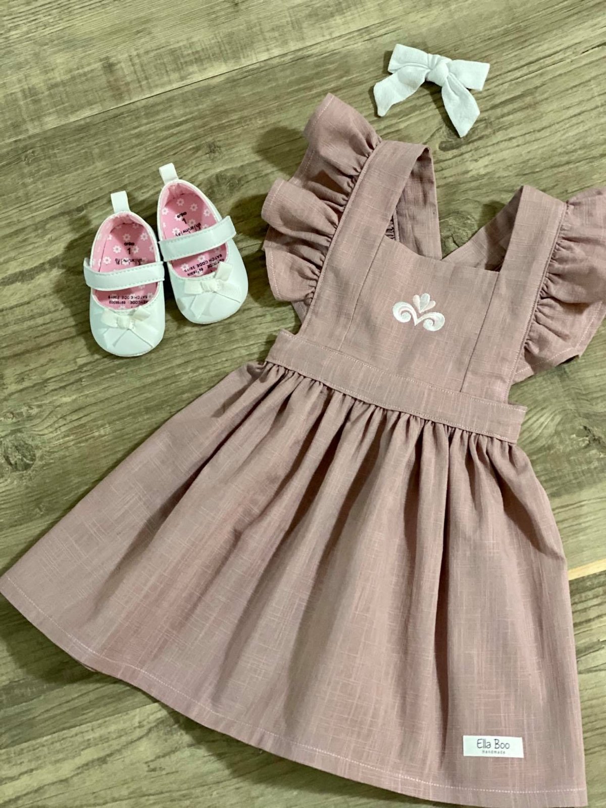 Dusty pink pinafore clearance dress